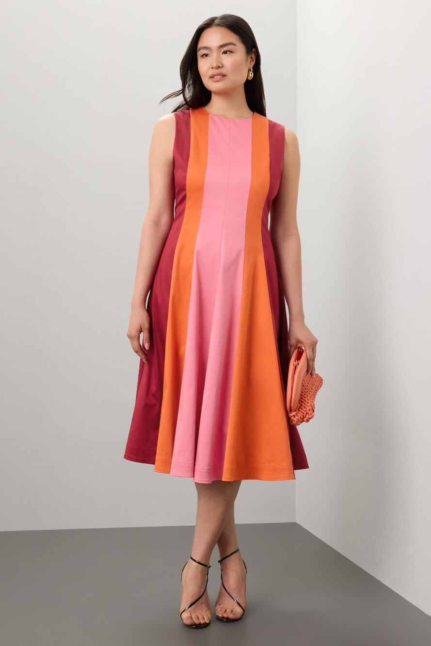 ROKSANDA x RTR Pink Red Color-Blocked Sleeveless Crewneck Midi Dress Size 6